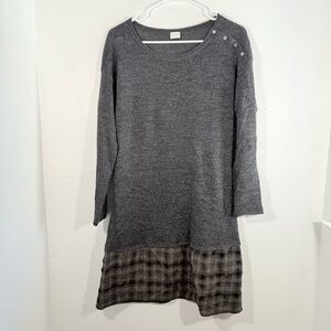 Poetry Baby Alpaca Wool Gray Knit Flannel Hem Tunic Dress Size 8